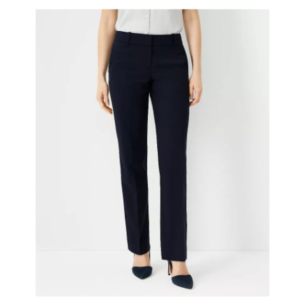 NWT Ann Taylor Straight Pants in Seasonless Stretch Perfect Navy Sz 8